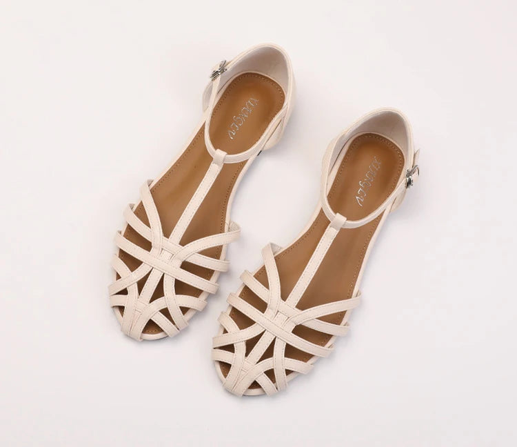 Women's Woven Cross-Strap Flat Sandals