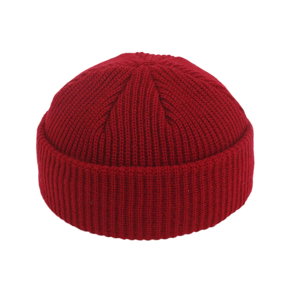 Men's Knit Beanie Hat with Roll-Up Edge