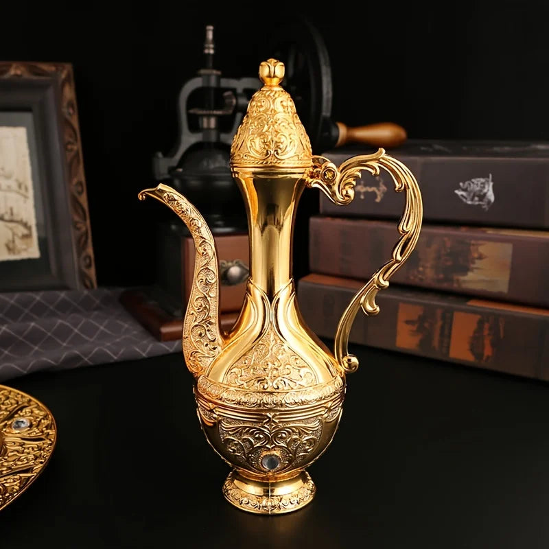Luxury Turkish Metal Coffee Set - 6 Piece