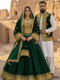 Afghan Velvet Dress with Gold Applique