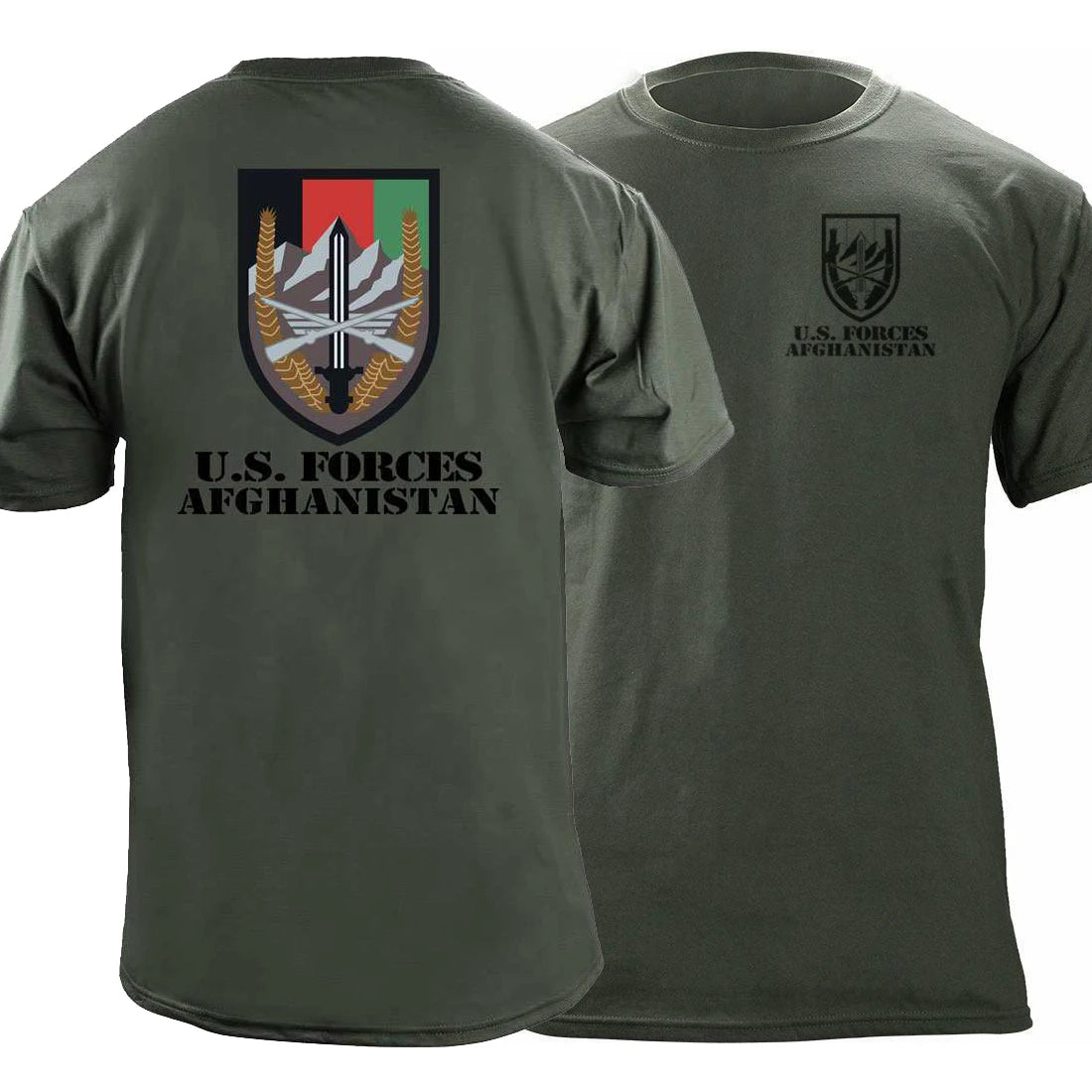 US Force Afghanistan Unit Veteran T-Shirt - Afghan Veteran Olive Tee