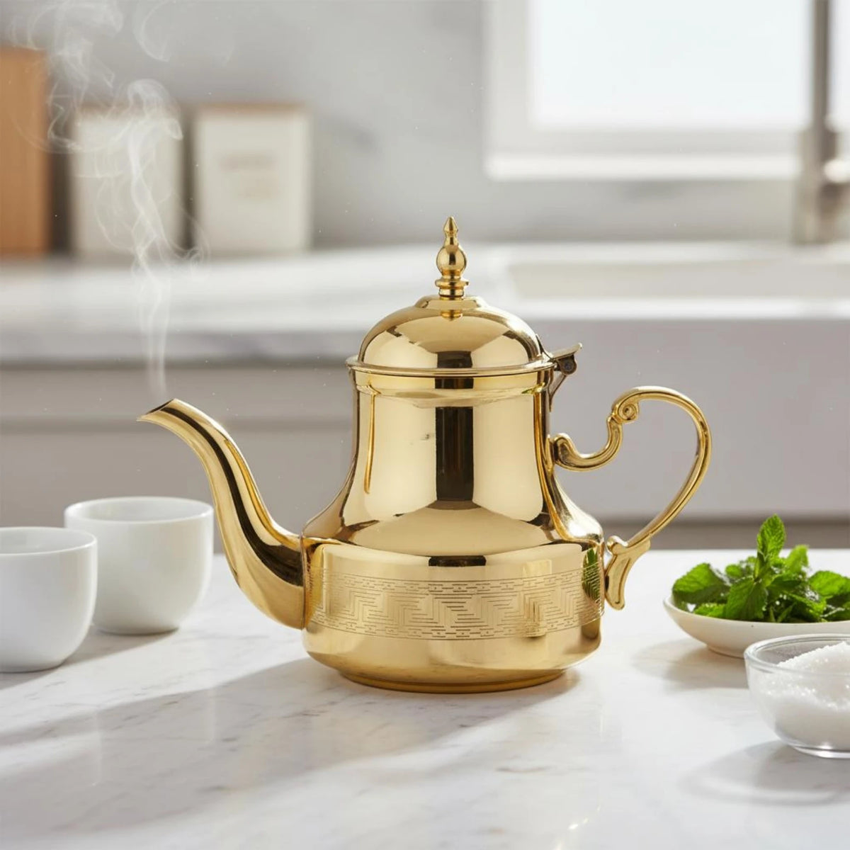 Ornate Arabic Coffee Pot - Silver