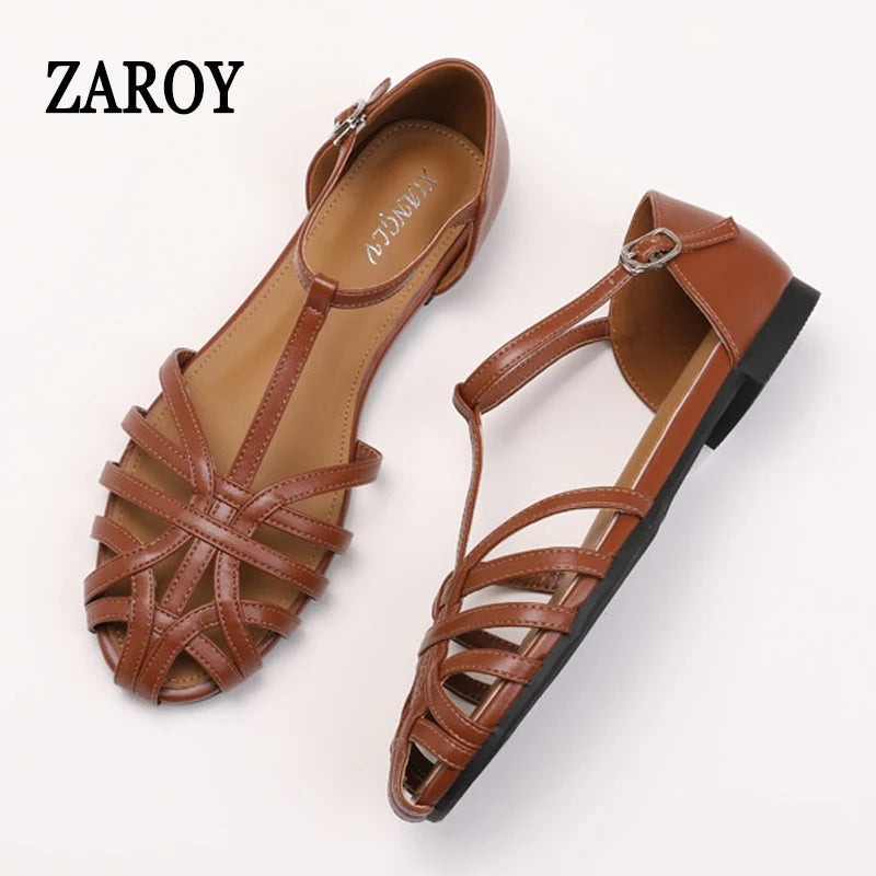 Women's Woven Cross-Strap Flat Sandals