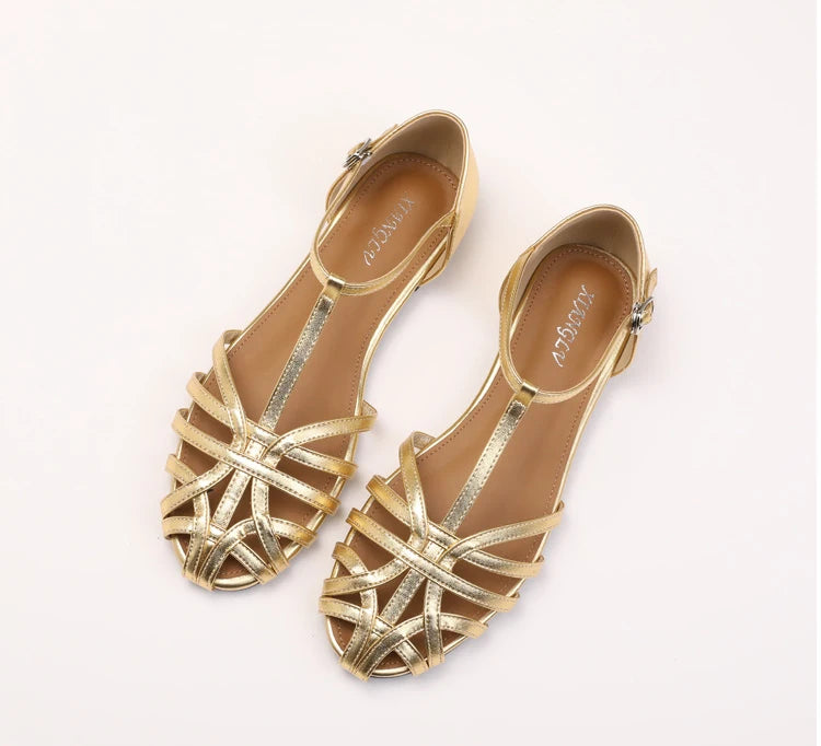 Women's Woven Cross-Strap Flat Sandals
