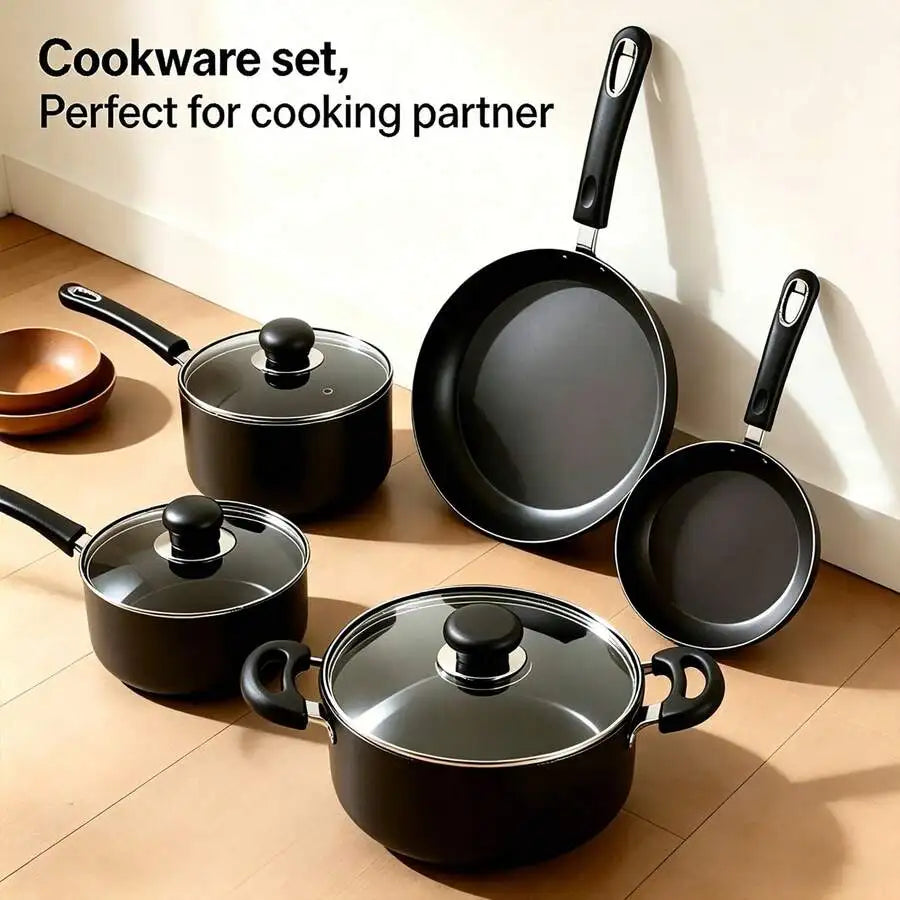 8-Piece Black Nonstick Cookware Set