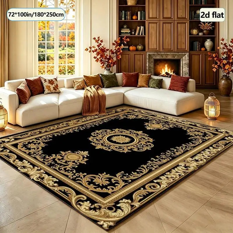 Black and Gold Baroque Medal Carpet